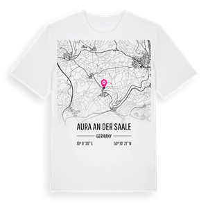 Aura an der Saale karta t-shirt – ekologisk bomull t-shirt från Pinshirt