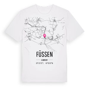 Füssen karta t-shirt – ekologisk bomull t-shirt från Pinshirt