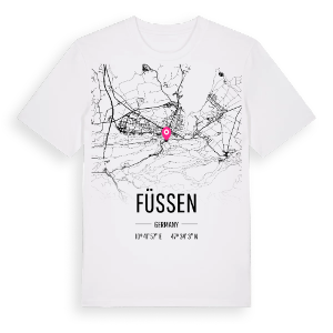 Füssen karta t-shirt – ekologisk bomull t-shirt från Pinshirt
