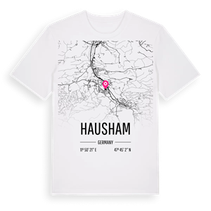 Hausham karta t-shirt – ekologisk bomull t-shirt från Pinshirt