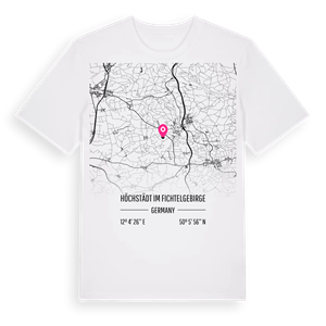 Höchstädt im Fichtelgebirge karta t-shirt – ekologisk bomull t-shirt från Pinshirt
