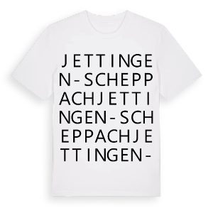 Jettingen-Scheppach ordlek t-shirt – ekologisk bomull t-shirt från Pinshirt