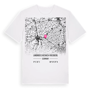 Landkreis Aichach-Friedberg karta t-shirt – ekologisk bomull t-shirt från Pinshirt