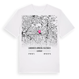 Landkreis Amberg-Sulzbach karta t-shirt – ekologisk bomull t-shirt från Pinshirt