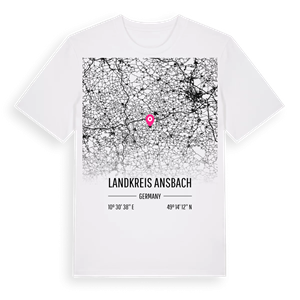 Landkreis Ansbach karta t-shirt – ekologisk bomull t-shirt från Pinshirt