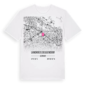Landkreis Deggendorf karta t-shirt – ekologisk bomull t-shirt från Pinshirt