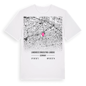 Landkreis Dingolfing-Landau karta t-shirt – ekologisk bomull t-shirt från Pinshirt