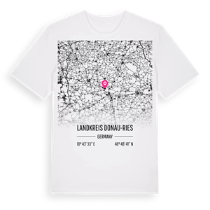 Landkreis Donau-Ries karta t-shirt – ekologisk bomull t-shirt från Pinshirt