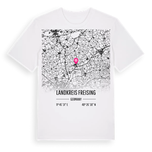 Landkreis Freising karta t-shirt – ekologisk bomull t-shirt från Pinshirt