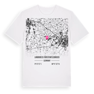 Landkreis Fürstenfeldbruck karta t-shirt – ekologisk bomull t-shirt från Pinshirt
