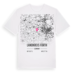 Landkreis Fürth karta t-shirt – ekologisk bomull t-shirt från Pinshirt