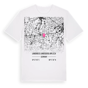 Landkreis Landsberg am Lech karta t-shirt – ekologisk bomull t-shirt från Pinshirt