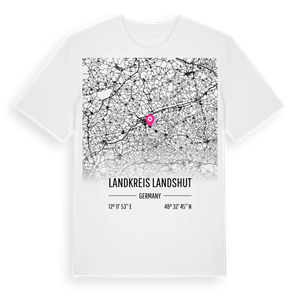 Landkreis Landshut karta t-shirt – ekologisk bomull t-shirt från Pinshirt