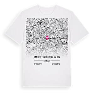 Landkreis Mühldorf am Inn karta t-shirt – ekologisk bomull t-shirt från Pinshirt