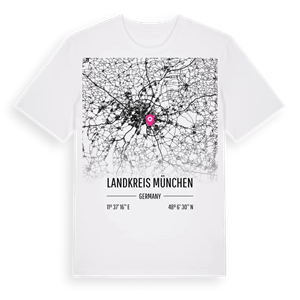 Landkreis München karta t-shirt – ekologisk bomull t-shirt från Pinshirt