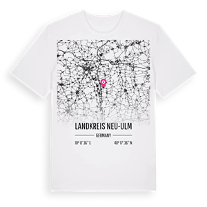 Landkreis Neu-Ulm karta t-shirt – ekologisk bomull t-shirt från Pinshirt