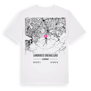 Landkreis Oberallgäu karta t-shirt – ekologisk bomull t-shirt från Pinshirt
