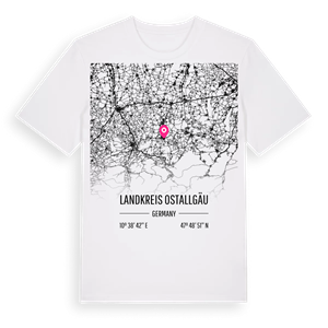 Landkreis Ostallgäu karta t-shirt – ekologisk bomull t-shirt från Pinshirt