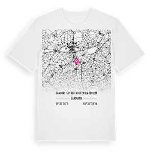 Landkreis Pfaffenhofen an der Ilm karta t-shirt – ekologisk bomull t-shirt från Pinshirt