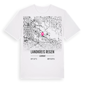 Landkreis Regen karta t-shirt – ekologisk bomull t-shirt från Pinshirt