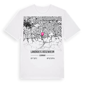 Landkreis Rosenheim karta t-shirt – ekologisk bomull t-shirt från Pinshirt