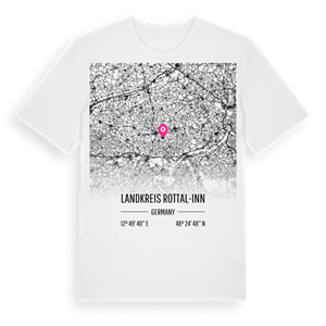 Landkreis Rottal-Inn karta t-shirt – ekologisk bomull t-shirt från Pinshirt