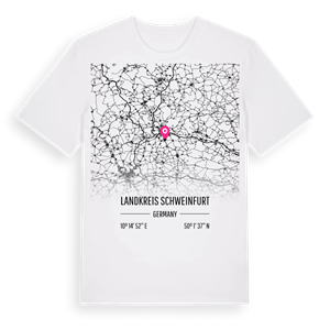 Landkreis Schweinfurt karta t-shirt – ekologisk bomull t-shirt från Pinshirt