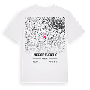 Landkreis Starnberg karta t-shirt – ekologisk bomull t-shirt från Pinshirt