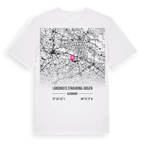 Landkreis Straubing-Bogen karta t-shirt – ekologisk bomull t-shirt från Pinshirt