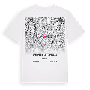 Landkreis Unterallgäu karta t-shirt – ekologisk bomull t-shirt från Pinshirt