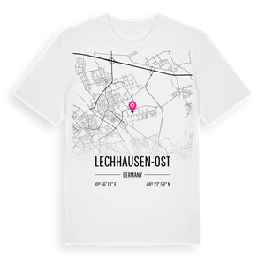 Lechhausen-Ost karta t-shirt – ekologisk bomull t-shirt från Pinshirt