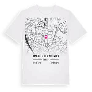 Links der Wertach-Nord karta t-shirt – ekologisk bomull t-shirt från Pinshirt