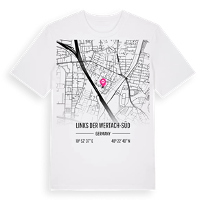 Links der Wertach-Süd karta t-shirt – ekologisk bomull t-shirt från Pinshirt