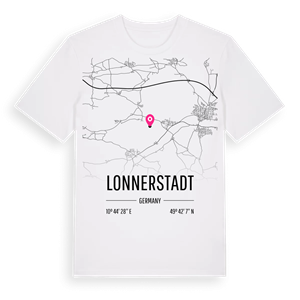 Lonnerstadt karta t-shirt – ekologisk bomull t-shirt från Pinshirt