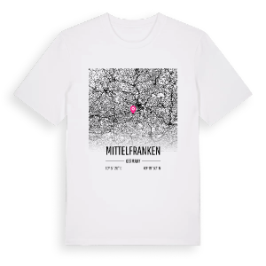 Mittelfranken karta t-shirt – ekologisk bomull t-shirt från Pinshirt