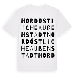 Nordöstliche Außenstadt ordlek t-shirt – ekologisk bomull t-shirt från Pinshirt