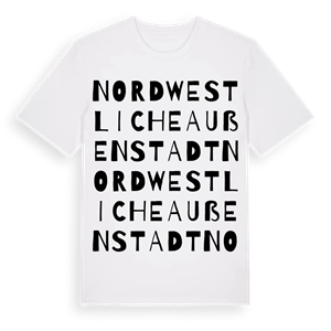 Nordwestliche Außenstadt ordlek t-shirt – ekologisk bomull t-shirt från Pinshirt