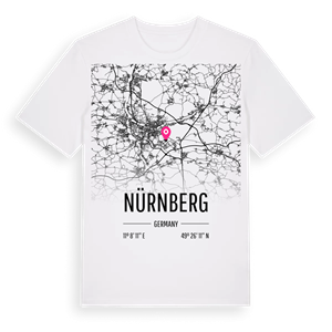 Nürnberg karta t-shirt – ekologisk bomull t-shirt från Pinshirt