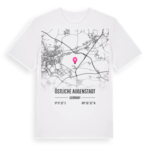 Östliche Außenstadt karta t-shirt – ekologisk bomull t-shirt från Pinshirt