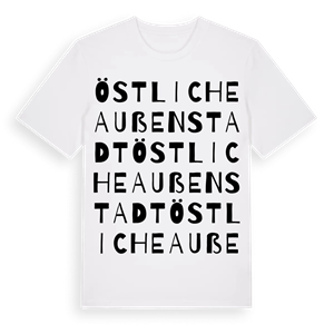 Östliche Außenstadt ordlek t-shirt – ekologisk bomull t-shirt från Pinshirt
