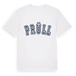 Prüll college t-shirt – ekologisk bomull t-shirt från Pinshirt