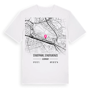 Stadtpark, Stadtgrenze karta t-shirt – ekologisk bomull t-shirt från Pinshirt