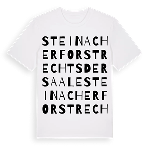 Steinacher Forst rechts der Saale ordlek t-shirt – ekologisk bomull t-shirt från Pinshirt