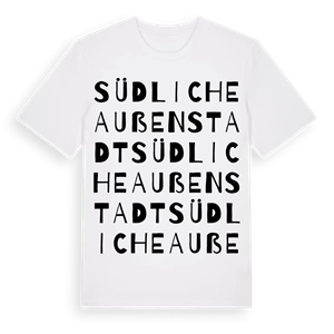 Südliche Außenstadt ordlek t-shirt – ekologisk bomull t-shirt från Pinshirt