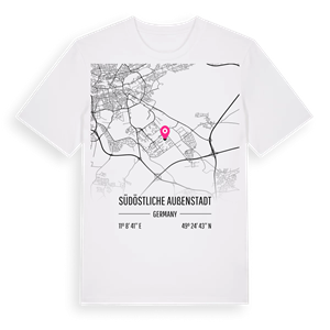 Südöstliche Außenstadt karta t-shirt – ekologisk bomull t-shirt från Pinshirt