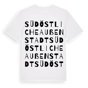 Südöstliche Außenstadt ordlek t-shirt – ekologisk bomull t-shirt från Pinshirt