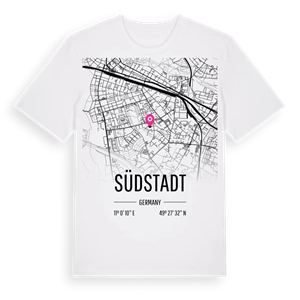 Südstadt karta t-shirt – ekologisk bomull t-shirt från Pinshirt