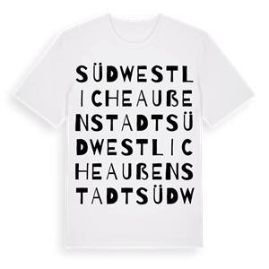 Südwestliche Außenstadt ordlek t-shirt – ekologisk bomull t-shirt från Pinshirt