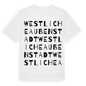 Westliche Außenstadt ordlek t-shirt – ekologisk bomull t-shirt från Pinshirt