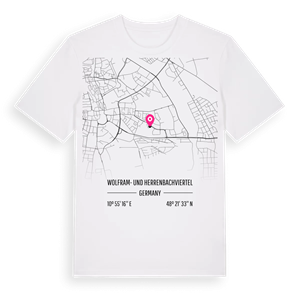 Wolfram- und Herrenbachviertel karta t-shirt – ekologisk bomull t-shirt från Pinshirt